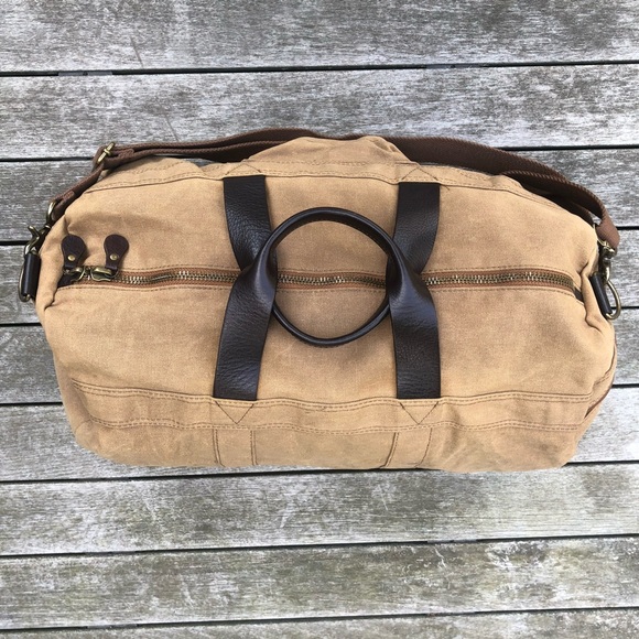 NEW J. Crew Abingdon Duffel Waxed Cotton Canvas Leather Travel Gym Duffle Bag - Picture 13 of 17
